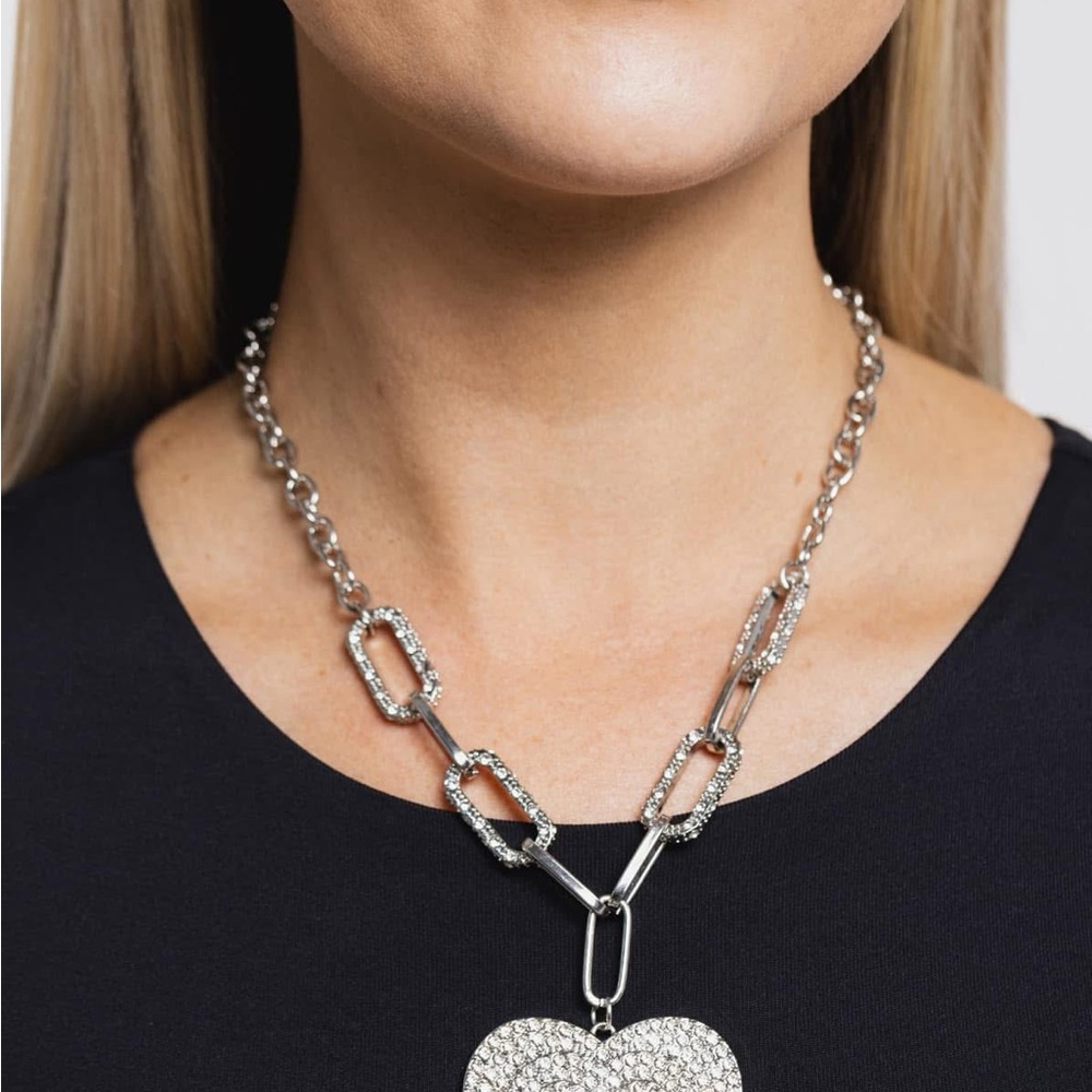 Silver Chain Necklace with Heart Pendant